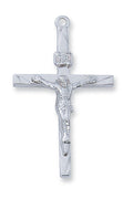 (L8086)  Sterling Silver Crucifix 24" Chain and Box - Unique Catholic Gifts