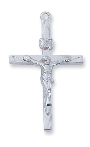 (L8086)  Sterling Silver Crucifix 24" Chain and Box - Unique Catholic Gifts