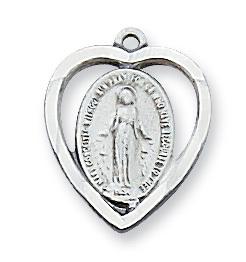 STERLING SILVER MIRACULOUS MEDAL 18 SR CH&BX - Unique Catholic Gifts