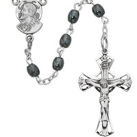 (782sg) Oval Hematite Rosary, 4mm - Unique Catholic Gifts