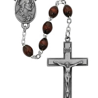 (R287df) 4x6mm Brown Wood Rosary - Unique Catholic Gifts