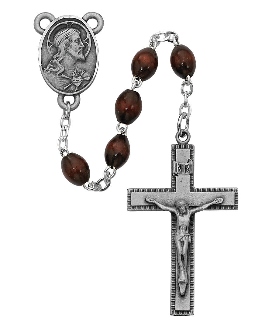 (R287df) 4x6mm Brown Wood Rosary - Unique Catholic Gifts