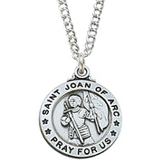 (L600joa) Sterling Silver St. Joan of Arc 20" Chain & Box - Unique Catholic Gifts