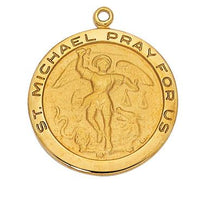 Gold Saint Michael Medal with 24" Chain - Unique Catholic Gifts