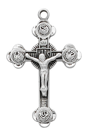 (L8076)  Sterling Silver Crucifix 18" Chain and Box - Unique Catholic Gifts