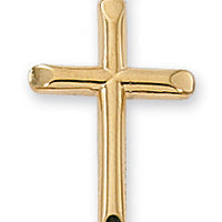 13/16" Gold over Sterling Silver Cross on 18" Gold plated chain - Unique Catholic Gifts