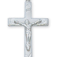 (L7027)Sterling Silver Crucifix 18"  Chain & Box - Unique Catholic Gifts
