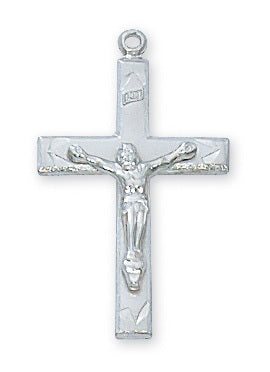 (L7027)Sterling Silver Crucifix 18"  Chain & Box - Unique Catholic Gifts