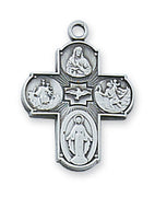 (L613) Sterling Silver SM 4way 18"Chain and Box - Unique Catholic Gifts
