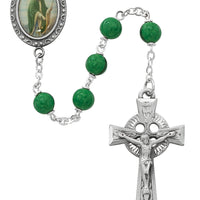 (R206df) 7mm Green St. Patrick Rosary - Unique Catholic Gifts