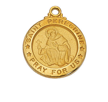 St Peregrine 18KT Gold Plated Medal 5/8