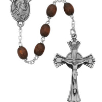 (600df) 6x8mm Brown Wood Rosary - Unique Catholic Gifts
