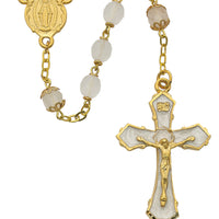 (398hf) 7mm Gold Frosted Glass Rsry - Unique Catholic Gifts