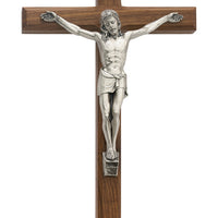 (80-06) 12" Beveled Walnut Crucifix - Unique Catholic Gifts