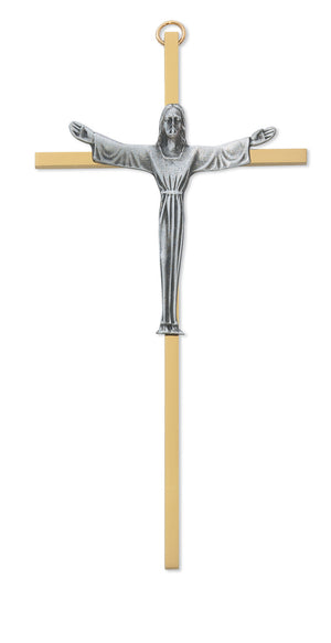 (80-96) 7" Risen Brass Crucifix - Unique Catholic Gifts