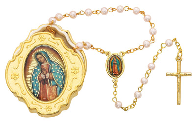 (760-122) Gold Guadalupe Box & Pink Rsry - Unique Catholic Gifts