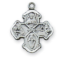 (L28W )  Sterling Silver 4-WAY 13" Chain and Box - Unique Catholic Gifts