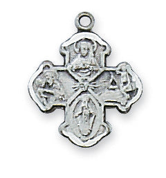 (L28W )  Sterling Silver 4-WAY 13" Chain and Box - Unique Catholic Gifts