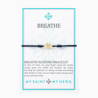 Breathe Blessing Bracelet Gold Medal on Navy Cord - Unique Catholic Gifts