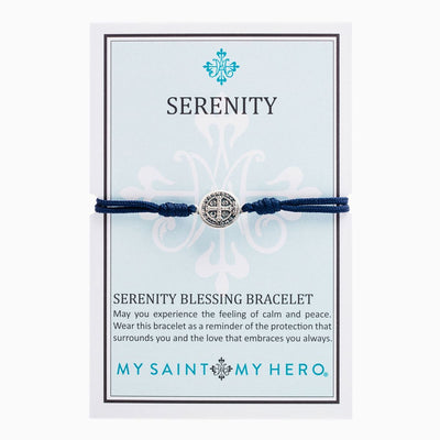 Serenity Blessing Bracelet (Silver with Navy Band) - Unique Catholic Gifts