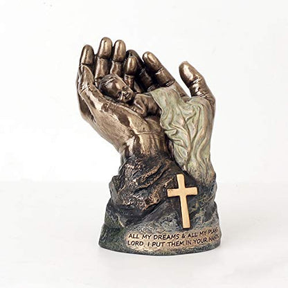 Baby Jesus Resting in the Lord's Hands Statue 4 1/2" - Unique Catholic Gifts