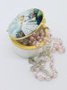 Round Porcelain Rosary Baptism Box with Glass Enclosed Top - Unique Catholic Gifts