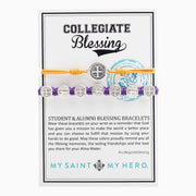 Student & Alumni Blessing Bracelets Silver Medal on Maize and Purple Cords - Unique Catholic Gifts