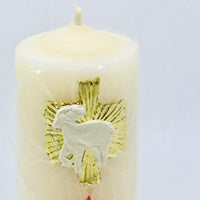 Alpha Omega Pascual Candle Cirio Candle Beeswax (5 " x 1 3/4") - Unique Catholic Gifts