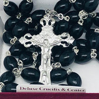 Black Wood Oval Rosary (8mm) - Unique Catholic Gifts