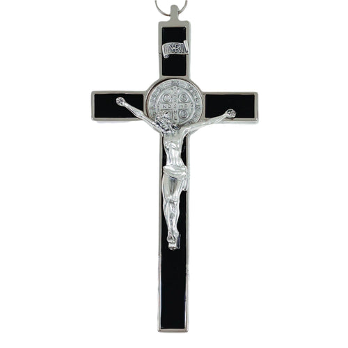 Black St. Benedict Wall Crucifix 8" - Unique Catholic Gifts