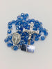 Blue Crystal Gem Cut Miraculous Medal Rosary (8mm) - Unique Catholic Gifts