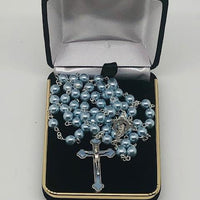 Light Blue Rosary Blue Enamel Cross (5MM) - Unique Catholic Gifts