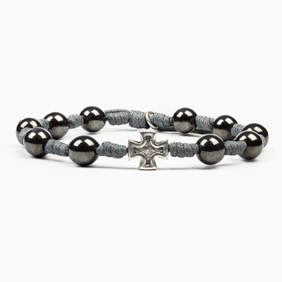 Honor Blessing Bracelet Silver Cross on Tan Cord (for Men) - Unique Catholic Gifts