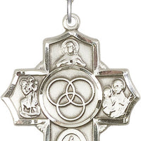 Sterling Silver Blended Family 5-Way Pendant on a Sterling Silver Chain - Unique Catholic Gifts