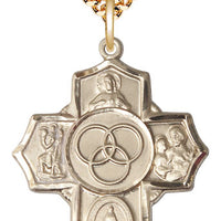 14kt Gold Filled Blended Family 5-Way Pendant on a Gold Filled Chain - Unique Catholic Gifts