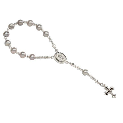 Sterling Silver Grey Baby Rosary - Unique Catholic Gifts