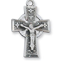 Sterling Silver Celtic Crucifix (5/8') on 18 inch Chain - Unique Catholic Gifts