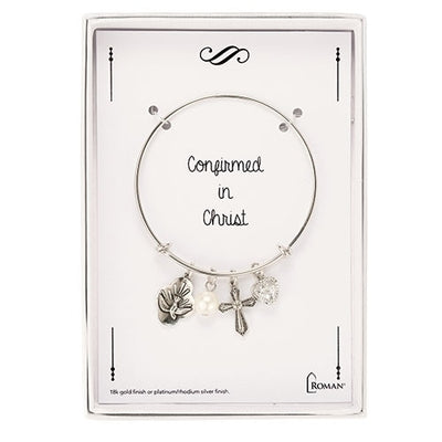 Silver Confirmed in Christ Adjustable Bracelet - Unique Catholic Gifts