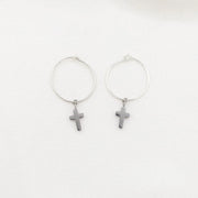 Copy of Faith Petite Cross Hoop Earrings Gold - Unique Catholic Gifts
