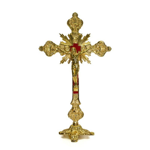 Gold Standing Crucifix  9" - Unique Catholic Gifts