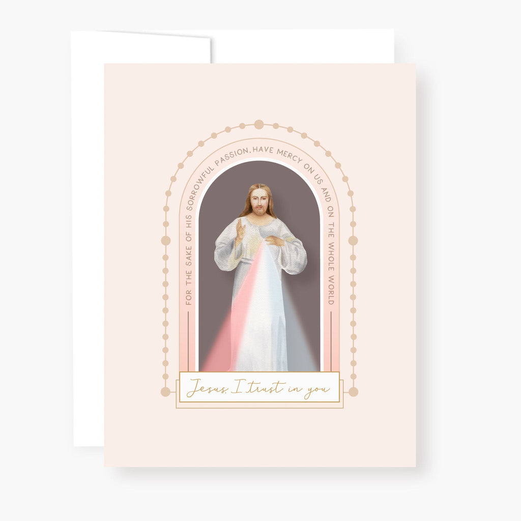 Divine Mercy Chaplet Card | Chaplet Arch Design | Beige - Unique Catholic Gifts