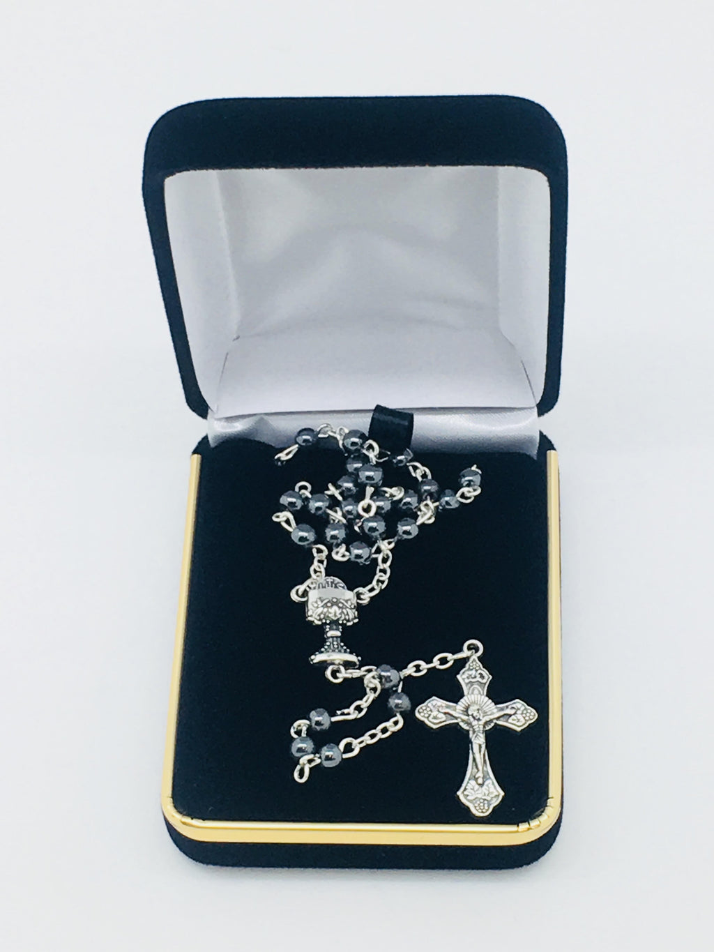 Hematite Rosary with Chalice (5mm) - Unique Catholic Gifts
