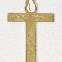 "In Loving Memory" Gold Tone Memorial Cross - 5-1/2 inch - Unique Catholic Gifts