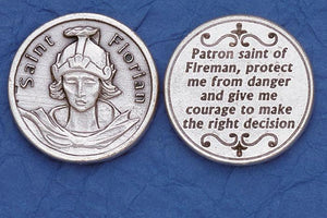 St. Florian Firefighter Italian Pocket Token Coin - Unique Catholic Gifts