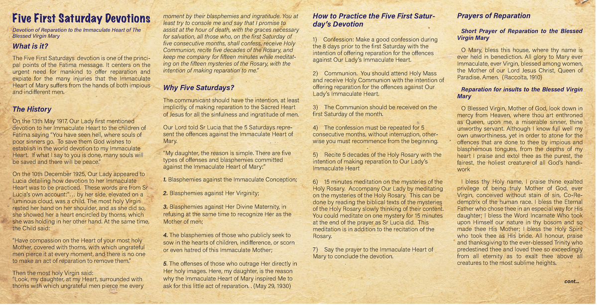 5 First Saturday Devotions - Unique Catholic Gifts