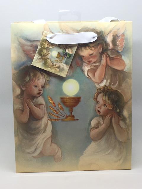Holy First Communion Angels Gift Bag (Large)12" x 15" x 5" - Unique Catholic Gifts