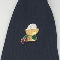 First Communion Tie with Colorful Holy Communion Pin (Black) - Unique Catholic Gifts