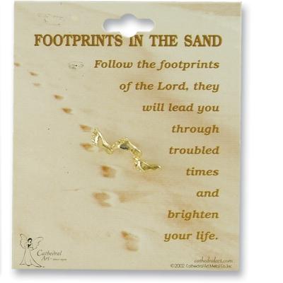 Footprints in the Sand Pin (Gold) - Unique Catholic Gifts
