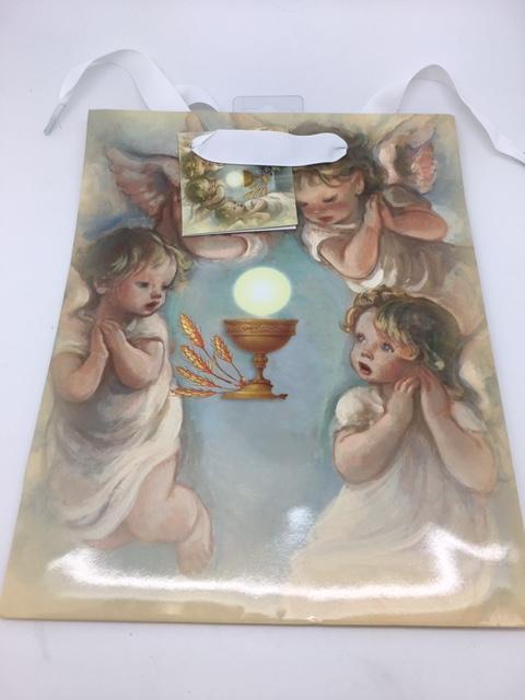 Holy First Communion Angels Gift Bag (Large)12" x 15" x 5" - Unique Catholic Gifts