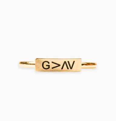 God Is Greater Than Ups & Down Gold Ring - Unique Catholic Gifts
